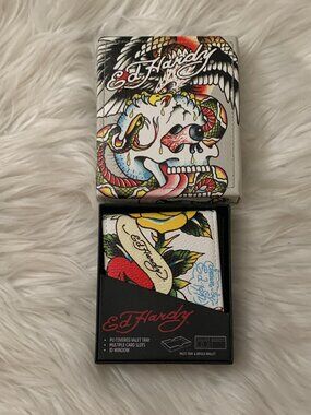 ED HARDY My True Love Signature Valet Tray & Bifold Wallet SET